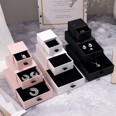 Jewelry Pink Drawer Packaging Paperboard Gift Boxes With Cushion