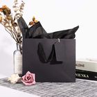 120g Fancy Printed Paper Shopping Bag 7'' pure black With Ribbon