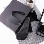 120g Fancy Printed Paper Shopping Bag 7'' pure black With Ribbon